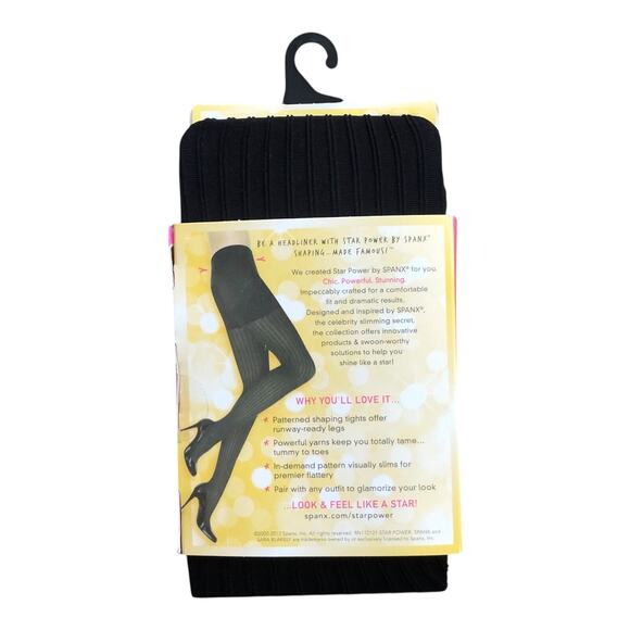 Spanx Star Power Center Stage Ribbed Row Patterned Shaping Tights Size C - Picture 10 of 14